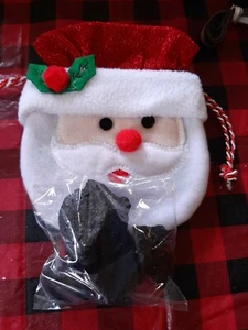 Santa Head Dibujo Bolso de Cuerdas DE TROZOS DE CARBÓN REALES Mordaza Trenes Escolares Muy Lindo RÁPIDO - Imagen 1 de 2