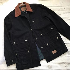 Vintage Ralph Lauren Jean Jacket Longline Pockets Womens Small Plaid Lined Barn - Picture 1 of 10