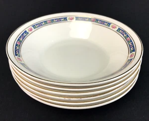 Wedgwood Aileen Coupe Müsli Suppenschalen rosa Blume blaues Band 6er Set RAR - Bild 1 von 10