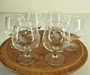 6 Vtg Noritake Sasaki Stem Etched Bent Wheat Pattern Brandy Crystal Glasses - Picture 1 of 6