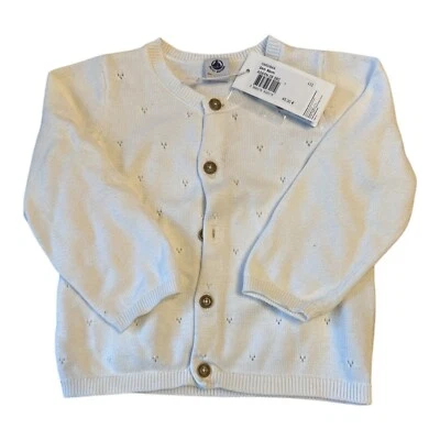 PROMO! Petit Bateau Golfino Maglioncino Bianco Bimbo/Bimba 24mesi/86 cm - Imagen 1 de 3