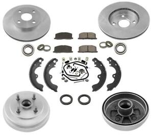 Rotors Drums Brake Pads Shoes Bearing Spring Kit for Toyota Tercel 96-98 No ABS