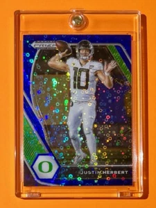 Justin Herbert RARE BLUE DISCO REFRACTOR PANINI PRIZM DRAFT PICKS CARD - Mint! - Picture 1 of 8