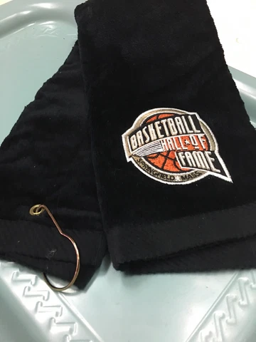 VINTAGE GOLF TOWEL BASKET BALL HALL OF FAME BLACK WITH RING Cover