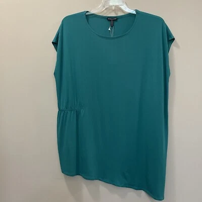 Eileen Fisher Signature Turquoise Viscose Jersey Jewel Neck Top Size XL - Image 1 of 4