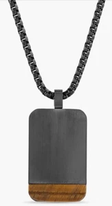 Collana uomo Nautica 26 pollici acciaio inox occhio di tigre cane targhetta prezzo al dettaglio consigliato $100 - Foto 1 di 7