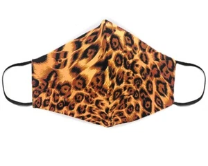 Fabric Face Mask Cotton Reusable Washable Adult Handmade in USA - Cheetah Print - Picture 1 of 3