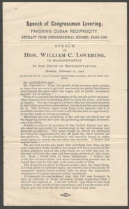 Proyecto de Ley de Política Exterior de Cuba de 1902 discurso por congresista de Massachusetts Lovering - Imagen 1 de 1