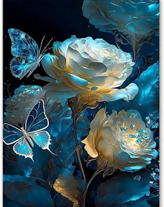 Butterfly Rose Diamond Painting Kits for Adults,5D Art for Adults,Diy 12X16In - Picture 1 of 11