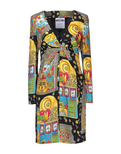 Abito a maniche lunghe Moschino nuovo con etichette nero multi 8 $530