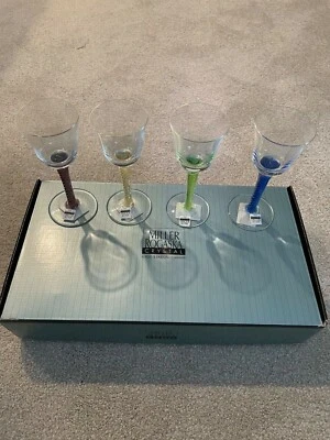 Miller Rogaska Crystal Air Twist Cordial Glasses - Set of 4 - Colored Stems Foto 1 de 4