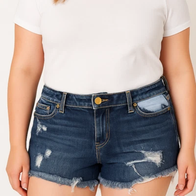 Pantalones Cortos de Denim Vigoss Studio Distressed Juniors Talla 7/8 Tiro Alto Dobladillo Deshilachado Y2K Foto 1 de 4