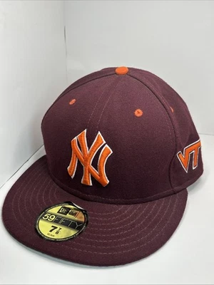Редкие хоккеисты New York Yankees Virginia Tech 59fifty облегающие 7 7/8 New Era темно-бордовые - Изображение 1 из 4