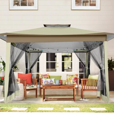 CAROMA 12x12 Pop Up Gazebo with Mosquito Netting Heavy Duty Instant Outdoor Canopy Tent