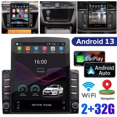 2Din Car Radio Stereo FM Carplay 2+32G Android 13 GPS Navi 9.7" Player WiFi - Image 1 of 4