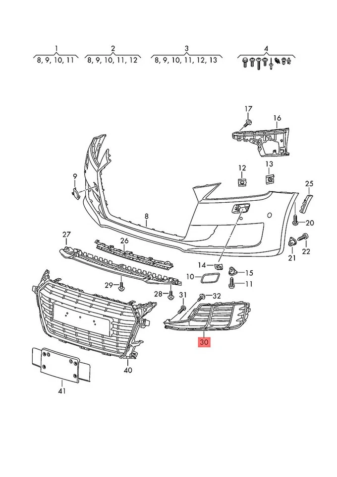 Rejilla guía de aire original AUDI TT cupé Roadster TTs 8S08076839B9 Foto 1 de 1