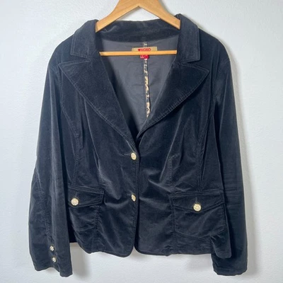 Blazer de terciopelo vintage XOXO para mujer Y2K 2X botones de estrás glamorosos bolsillos negro Foto 1 de 4