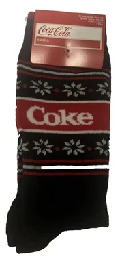 Calcetines Coca-Cola con Copos de Nieve Negros, Rojos, Blancos Talla 6 1/2-12 Nuevos con Etiquetas Unisex Foto 1 de 2