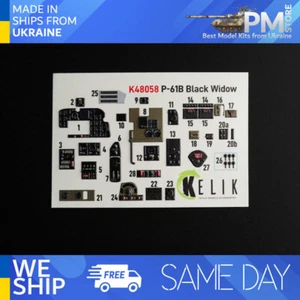 Kelik K48058 1/48 P-61B 'Black Widow'  interior 3D decals for GWH kit - Picture 1 of 8
