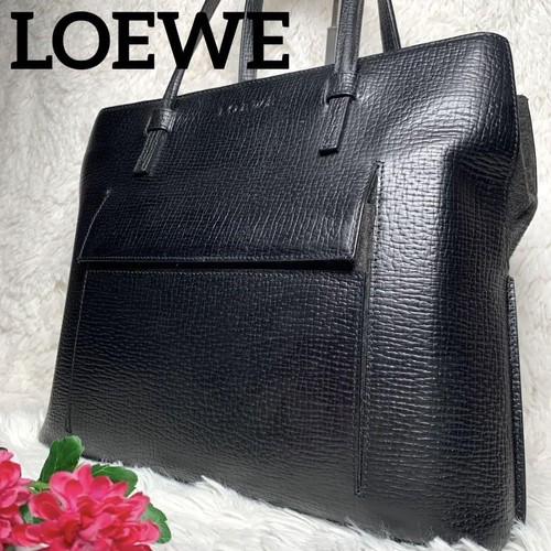 Borsa Loewe donna vintage Loebe tote pelle logopush quadrata nera edizione limitata