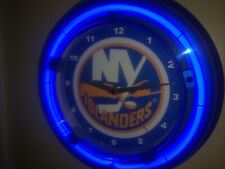 New York Islanders Hockey Bar Man Cave Advertising Neon Wall Clock Sign