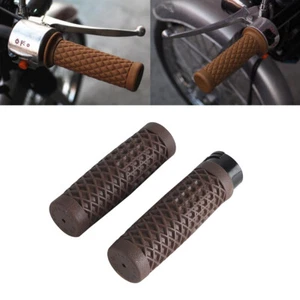 Rubber Hand Grips Brown Handgrips For 1" Handlebar Harley Softail Standard Dyna - Picture 1 of 7