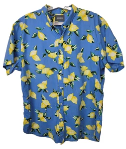 Bonobos Men's Slim Fit Lemon Button Down Short Sleeve Cotton Blue Shirt Size XXL - Picture 1 of 7