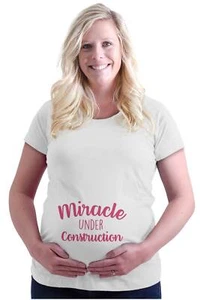 Miracle Under Construction Pregnancy Joke Womens Maternity Pregnancy T Shirts - Picture 1 of 10