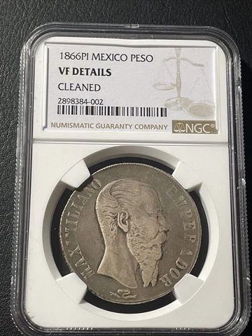 1866 Pi MEXICO Maximilian PESO NGC VF DETAILS Cover