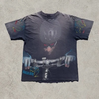 Vintage 1990s ESPN 2 Mountain Biking Tee Shirt Mens L Black Sports Cycling Bike - Image 1 of 4