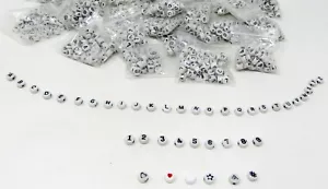 1000+ Baby Beads Plastic Letter #s Round 1/4" White Black Red Hearts US Seller - Picture 1 of 9