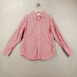 Criquet Shirt Mens Medium Red White Gingham Check Plaid Button Up - Picture 1 of 9