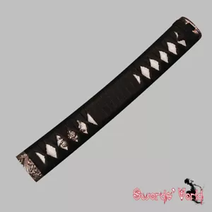 Griff Tsuka schwarze Seidenkordel weiß Strahlenhaut für japanisches Katana Samurai Schwert - Bild 1 von 6