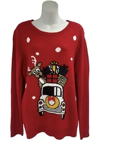 Christmas Sweater Extra Large, Red, Reindeer, Ugly Christmas Sweater Work Party - Picture 1 of 11
