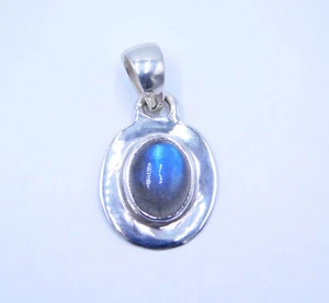 2.73 GM 925 Argento Sterling Naturale Labradorite Cab Gemma Pendente Misura - Foto 1 di 1