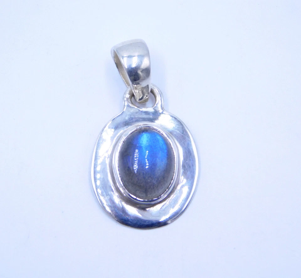 2.73 GM 925 Argento Sterling Naturale Labradorite Cab Gemma Pendente Misura - Immagine 1 di 1