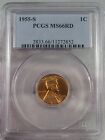 Bu Red Gem 1955-S Lincoln Wheat Penny Pcgs Ms66rd.  #23