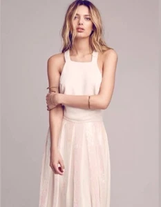 Free People Special Edition Sequin Pleat Apron Dress Maxi Gown Pink Size M $350 - Picture 1 of 12