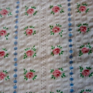 48cm x 94cm Vintage Cotton Sewing Fabric 1960s Tiny Rose Dot Stripe Seersucker - Picture 1 of 5