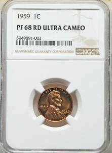 1959 Proof Lincoln Cent - NGC Graded PF 68 Red Ultra Cameo - Picture 1 of 2