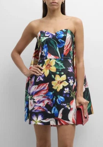 Marchesa Notte trägerloses Mini-Cape-Kleid mit Blumendruck Größe 4 US UVP $ 695 - Bild 1 von 17