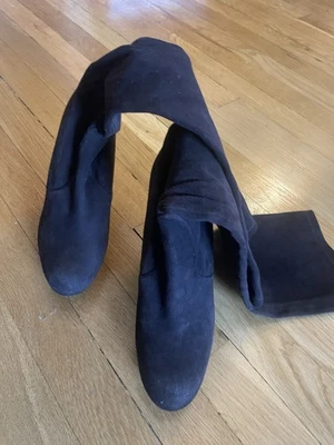 STUART WEITZMAN Black Suede OTK Over The Knee Lowland Boots Size 8 - Image 1 of 4
