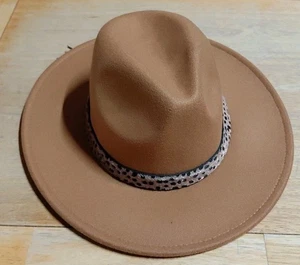 Cutely Covered Womens One Size Camel Wide Brim Felt Fedora - Picture 1 of 7