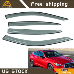 4PCS Window Visor Smoke Tinted Vent Shade For 2014 2015 2016-2020 INFINITI Q50 - Picture 1 of 10