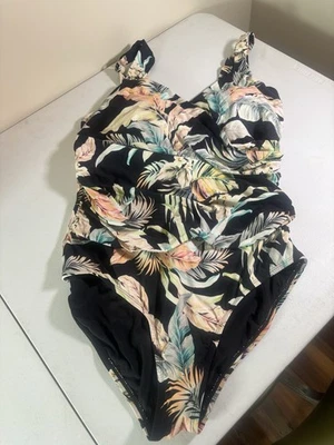 Traje de baño Jantzen Cabana Queen de una pieza para mujer talla 18W negro multi floral Foto 1 de 4