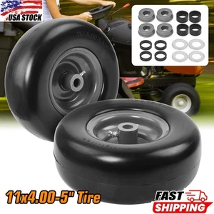 2 Pack 11x4.00-5 Lawn Mower Tire Flat Free 5" Centered Hub Load Capacity 300 Lbs - Picture 1 of 14