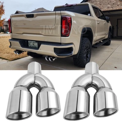 Para GMC Sierra 1500 AT4X 2,5" entrada 3,5" tomada dupla 9,5" ponta de escape quad longa - Imagem 1 de 4