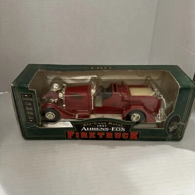Ertl 1937 Red Ahrens-Fox Fire Truck Locking Bank 1/30 Scale Die Cast Metal NIB - Image 1 of 4