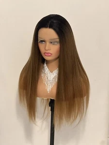 Kinky Spitze Perücke vorne 13x4HD gemischt Yaki Haar klebrig hitzebeständig Knickeinheit2 - Bild 1 von 11