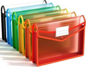 6 Pack Plastic Expanding File Folder, Folders for Documents with Snap Closure, C - Picture 1 of 12